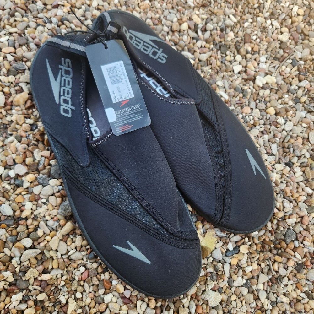 Speedo Surfwalker Pro 2 Water Shoes Mens Size 9 Black Grey Mesh 937 0614 New